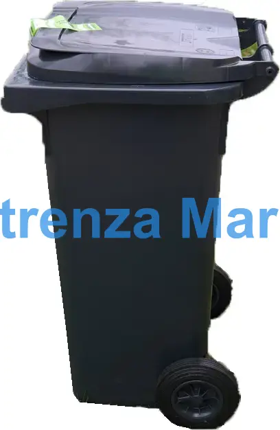 CONTAINER GARBAGE FIBREGLASS, W/WHEEL L-COMBUST. GREEN 240L