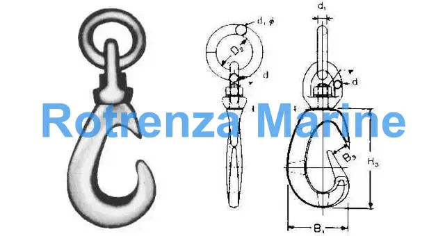 CARGO HOOK WITH SWIVEL, EYE & RING SWL 5TON