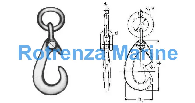 CARGO HOOK WITH SHACKLE&RING, SWL 5TON
