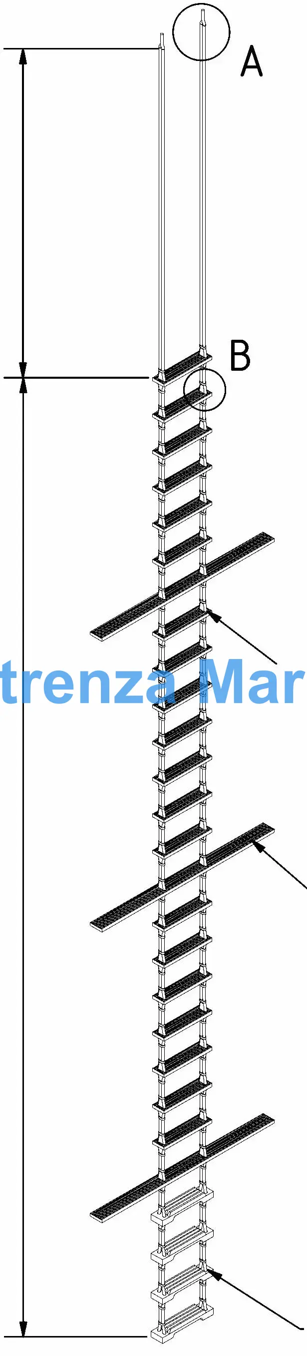 LADDR PILOT MED/USCG APPROVED, REGULAR STEP 3MTR