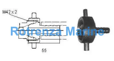 CONNECTION AIRHOSE CAST BRONZE, M42X2 BY HOSE END 8MM