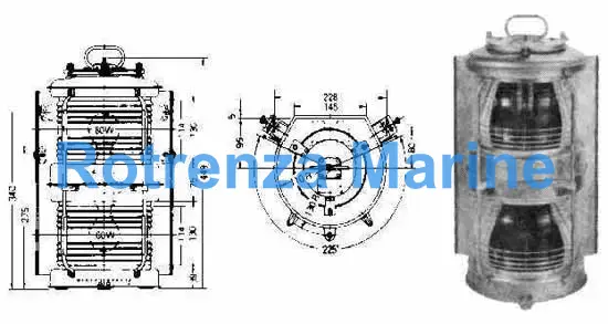 SIDE LIGHT GREEN A-2 DOUBLE, GLASS LENS/METAL CASE