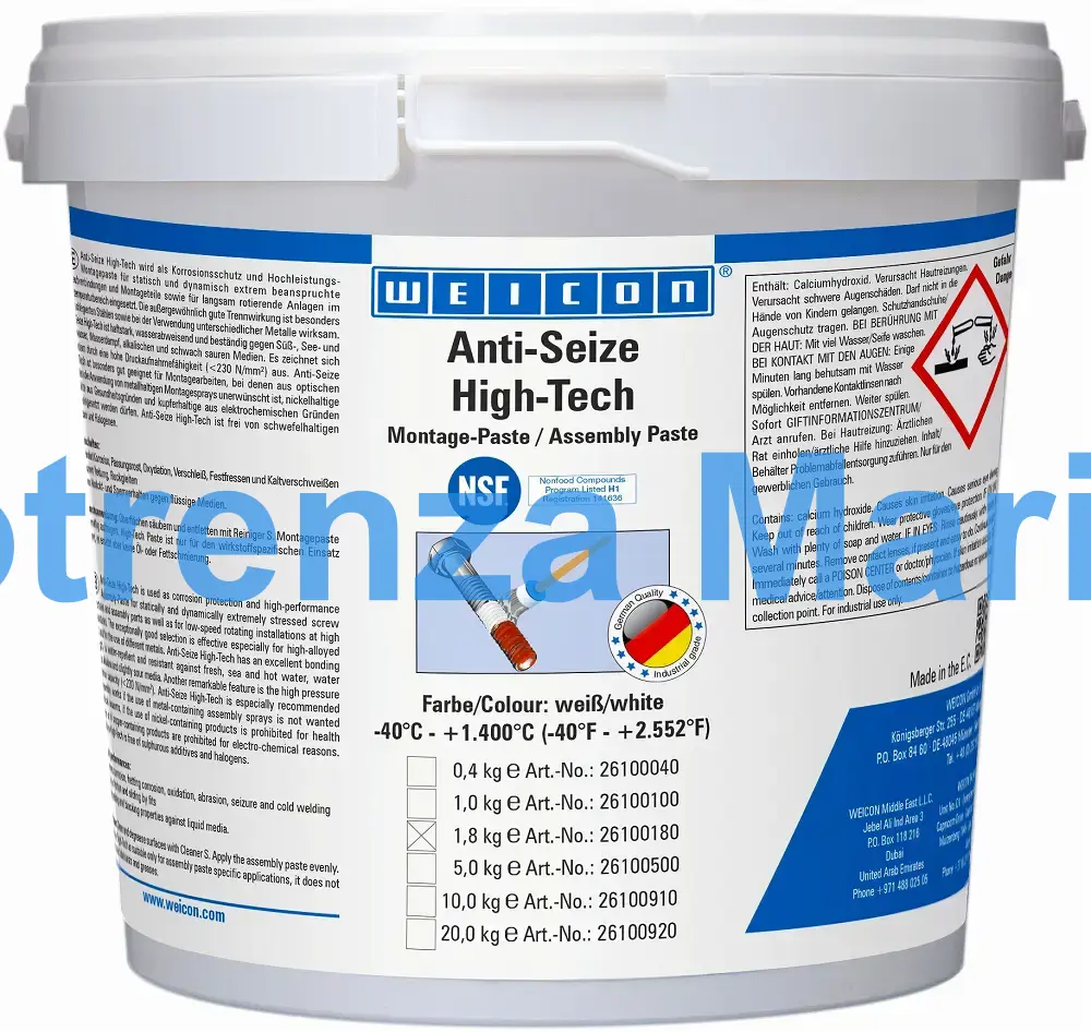 ANTI-SEIZE PASTE HIGH-TECH, ASW 1800 BUCKET 1.8KG