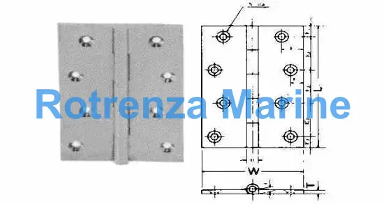 BUTT HINGE FOR CABIN DOOR, STAINLESS STEEL L102XW71MM