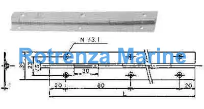PIANO HINGE FOR SMALL CABINET, BRASS W36MM