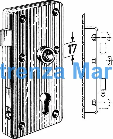 RIM LOCK F/HEAVY DOOR S.STEEL, LEFT HAND INWARD #3827Z