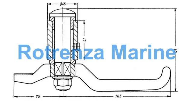 DOG ASSEMBLY W/1 HANDLE #104C, FLAT HEAD SHAFT DISTANCE 153MM 