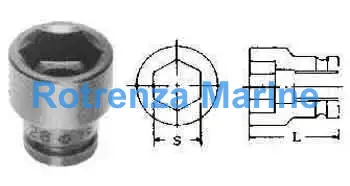 SOCKET FOR IMPACT WRENCH, 9.5MM/SQ DR. X 8MM