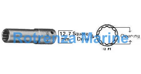 SOCKET DEEP WRENCH 12-POINT, 12.7MM/SQ DRIVEX17MM (21/32")