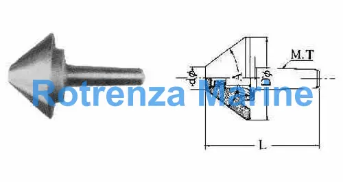 ROLLING CENTER BEVEL MT#6B, 75DEG BEVEL DIAM 120X250MM
