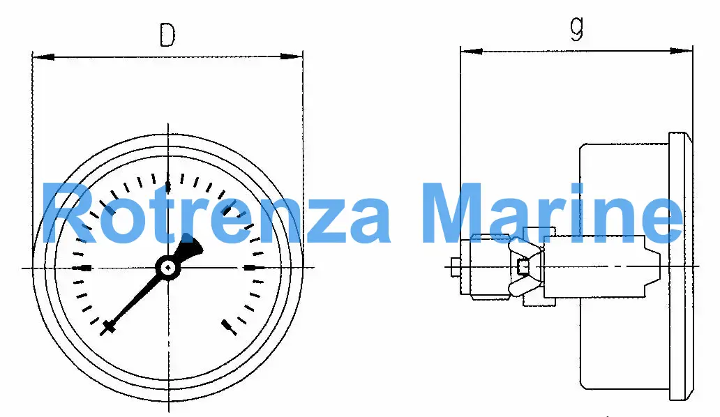 GAUGE PRESSURE W/GLYCERINE, REAR/U-CLAMP 0-6BAR 100MM G1/2