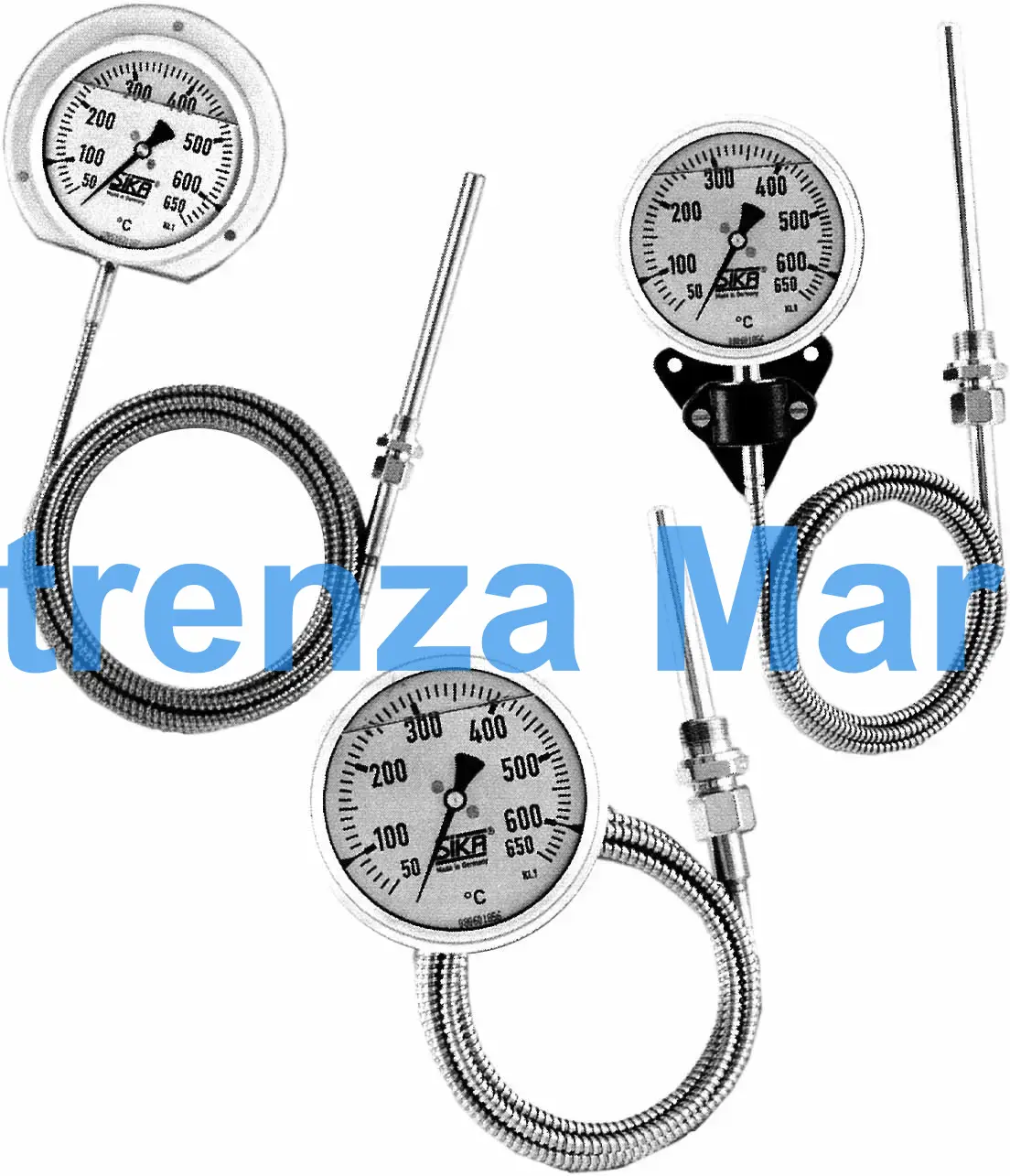 THERMOMETER EXHAUST GAS REMOTE, DIA80MM WALL MOUNT L250MM 3/4"