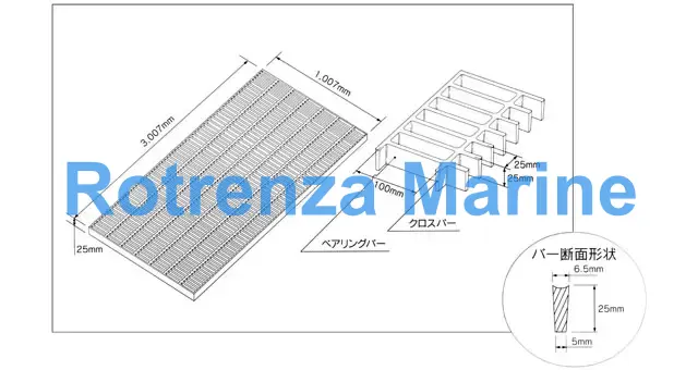 GRATING FRP CHEMI/ACID RESIST, SPARKLESS W3,007XL1,007XH25MM