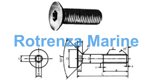 SCREW SOCKET FLAT HEAD, WITH FURTHER DETAIL