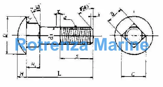 BOLT CAP HEAD SQUARE NECK, WITH FURTHER DETAIL