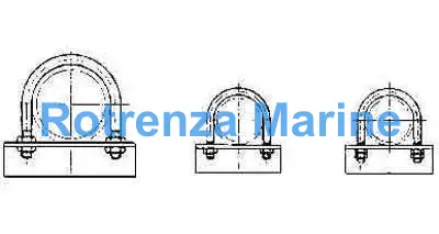 U-BOLT STEEL PIPE 65A M12, WITH SEAT & NUT