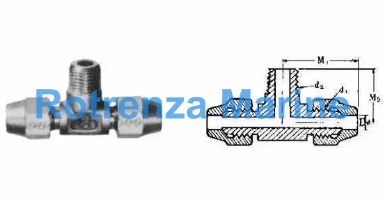 TEE FLARED MALE END BRASS, 6MMXPT1/8