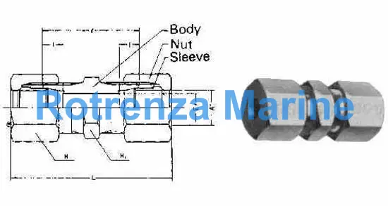 UNION FLARELESS BRASS, 6MMXPF1/8