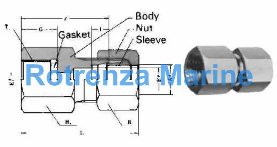 COUPLING FEMALE FLARELESS, BRASS 8MMXPT3/8