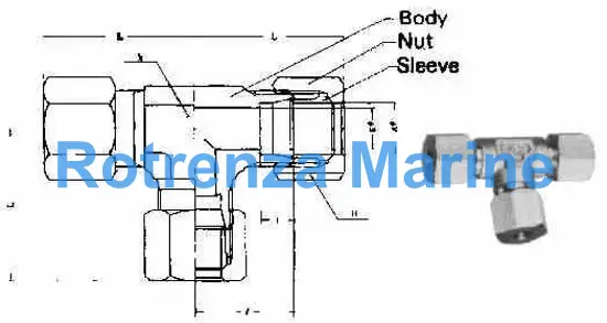 UNION TEE FLARELESS BRASS, 12MMXPF1/2
