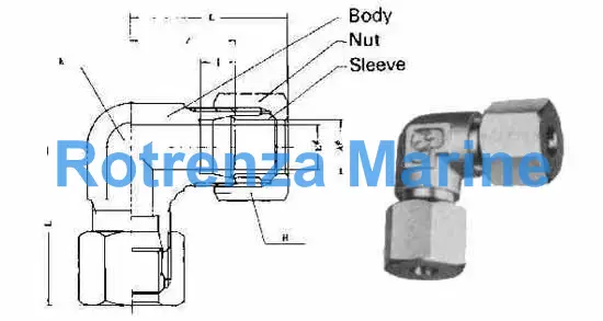 UNION ELBOW FLARELESS BRASS, 4MMXPF1/8