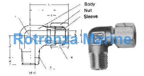 ELBOW MALE FLARELESS BRASS, 12MMXPT1/4