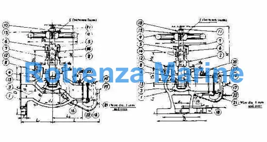 ANGLE HOSE VALVE BRONZE, FLANGE&COUPLING F7334 10K-50MM