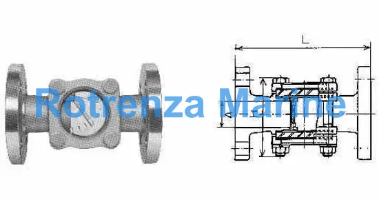 SIGHT FLOW INDICATOR CAST IRON, FLAPPER TYPE FLANGED 65A