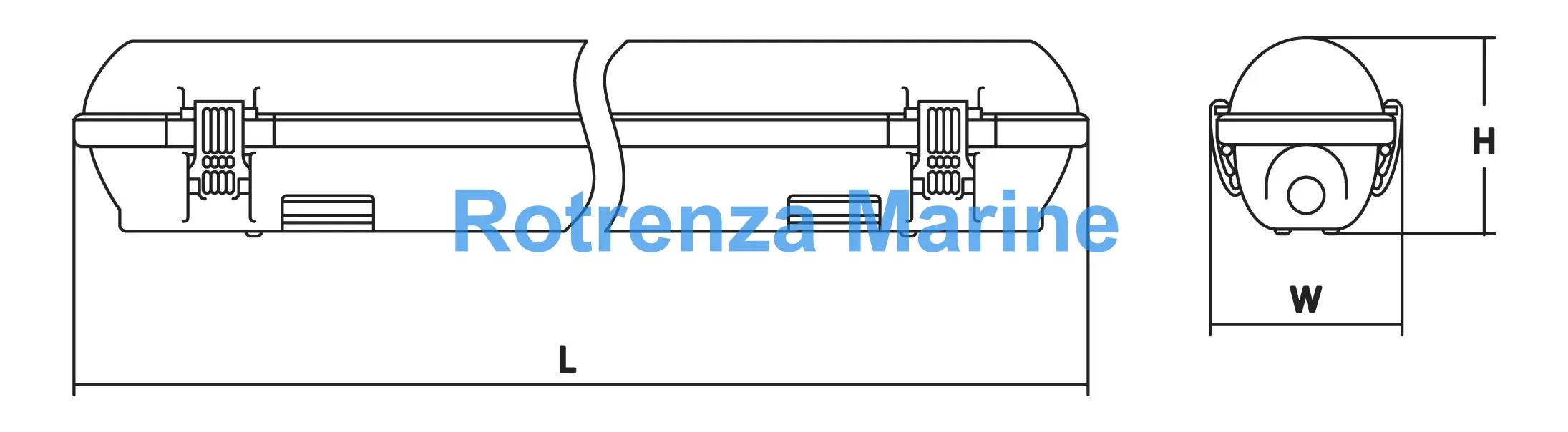FL CEILING LIGHT WATERTIGHT, LED W/DIFFUSER 23WX2 D.LIGHT