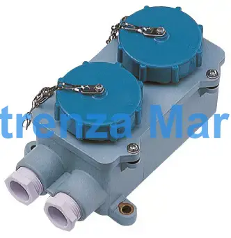 RECEPTACLE DOUBLE W/TIGHT IEC, 2P+E AC200-250V BLUE RI2-2-2