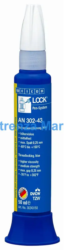 ADHESIVE THREAD LOCKING HIGHER, VISCOSITY WEICON AN302-43 50ML